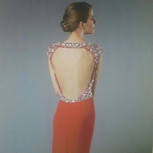 Designer evening dress nude color size6